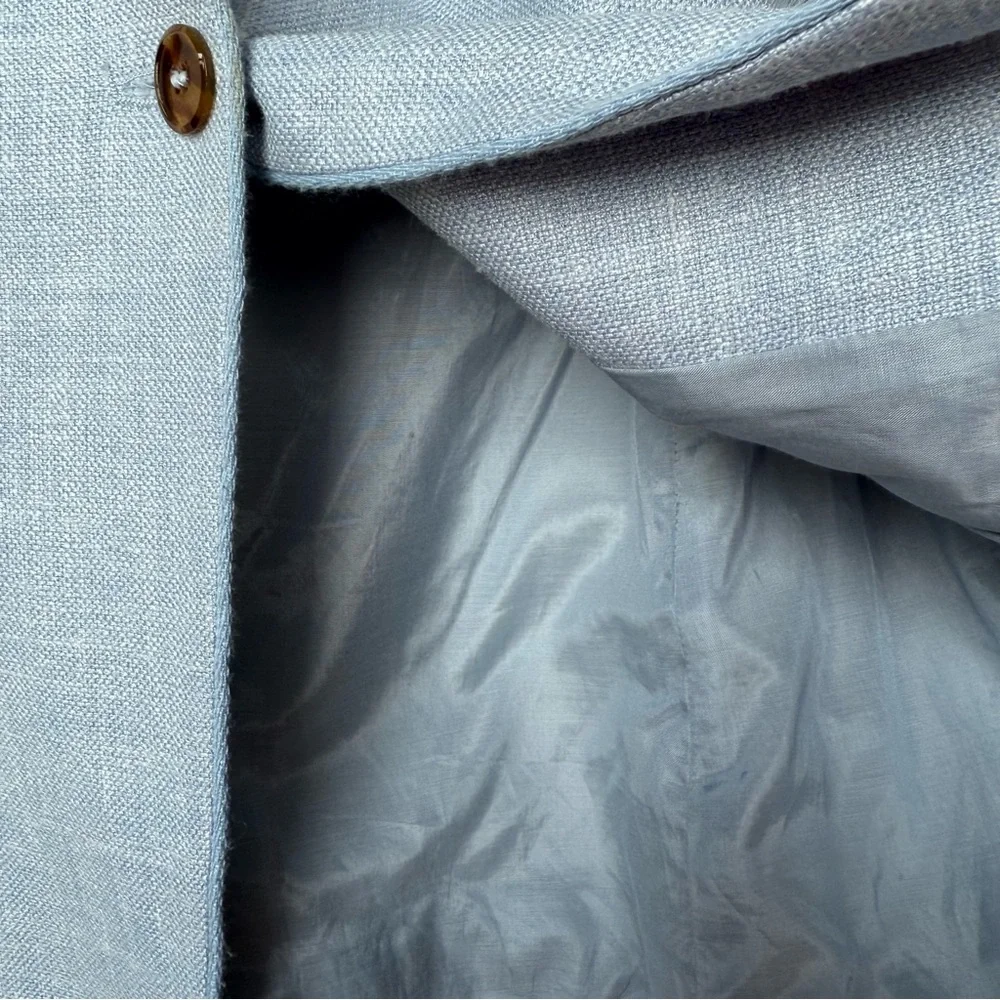 Max Mara Emy Blazer Sky Blue Silk Linen Wool – Size 8
